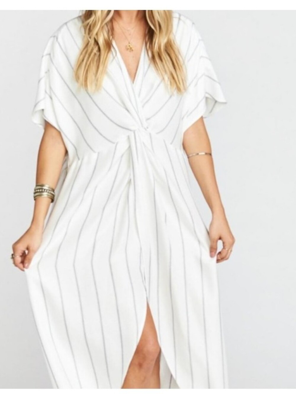 Show Me Your Mu Mu Wrap Dress Swim Cover Get Twisted Pinstripe Womens Small